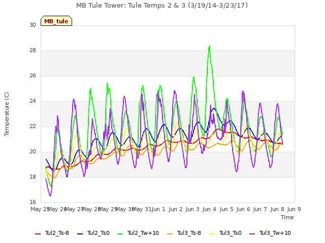 plot of MB Tule Tower: Tule Temps 2 & 3 (3/19/14-3/23/17)