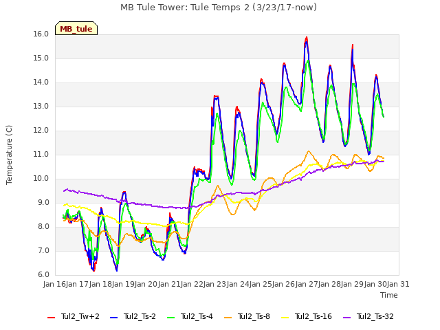 plot of MB Tule Tower: Tule Temps 2 (3/23/17-now)