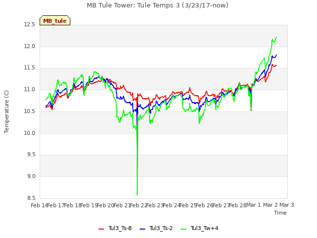 plot of MB Tule Tower: Tule Temps 3 (3/23/17-now)