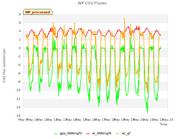 plot of WP CO2 Fluxes