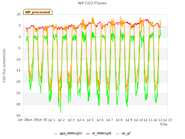 plot of WP CO2 Fluxes