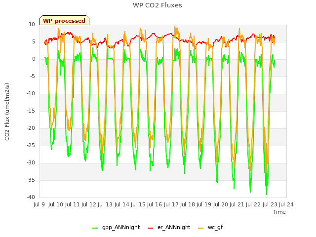 plot of WP CO2 Fluxes