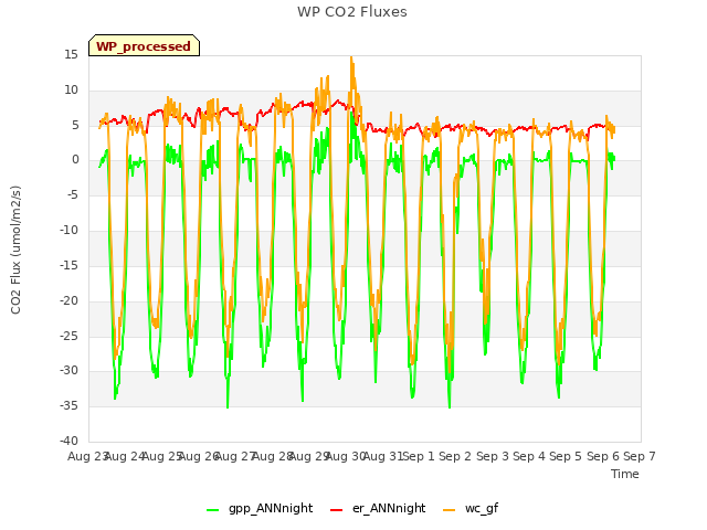 plot of WP CO2 Fluxes