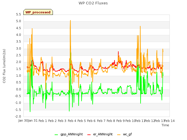plot of WP CO2 Fluxes