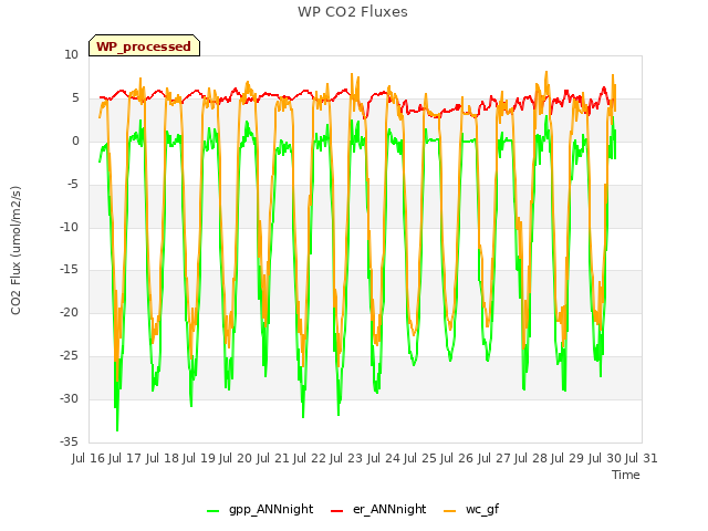 plot of WP CO2 Fluxes