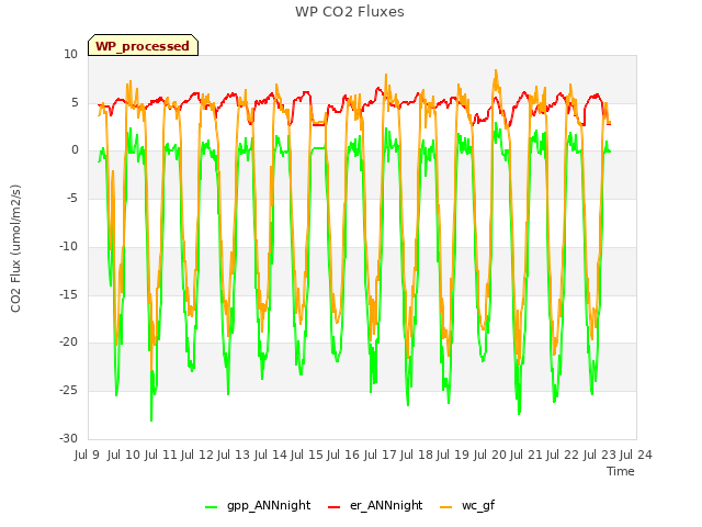 plot of WP CO2 Fluxes