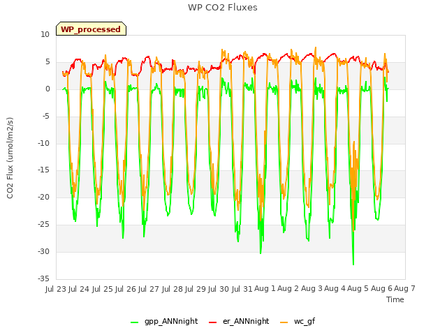 plot of WP CO2 Fluxes