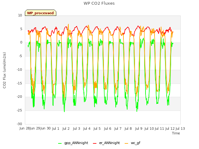 plot of WP CO2 Fluxes