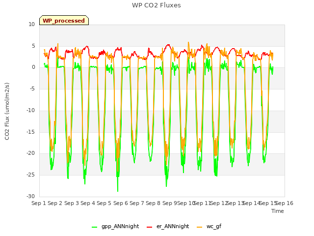 plot of WP CO2 Fluxes