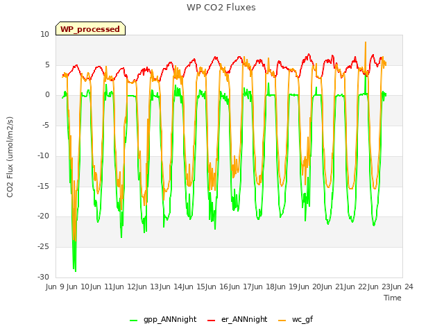 plot of WP CO2 Fluxes