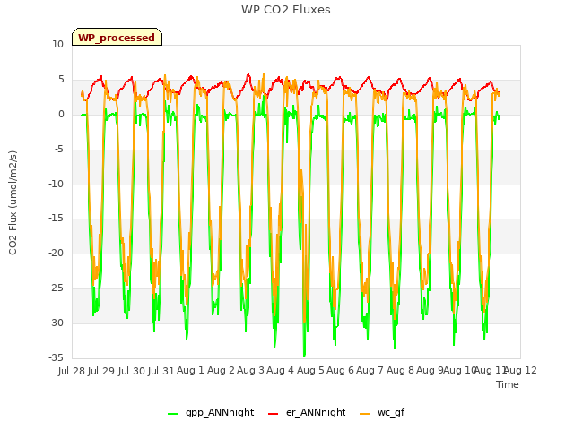 plot of WP CO2 Fluxes