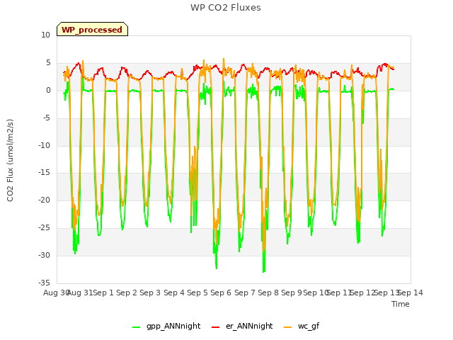 plot of WP CO2 Fluxes