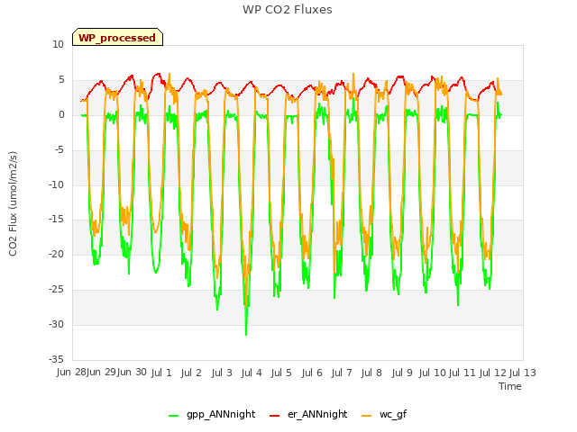 plot of WP CO2 Fluxes