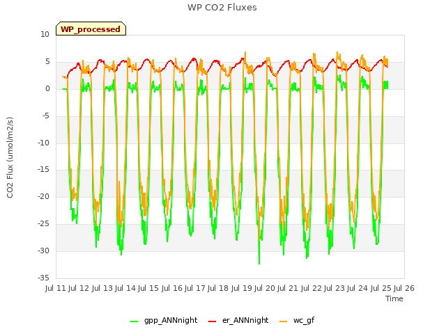 plot of WP CO2 Fluxes