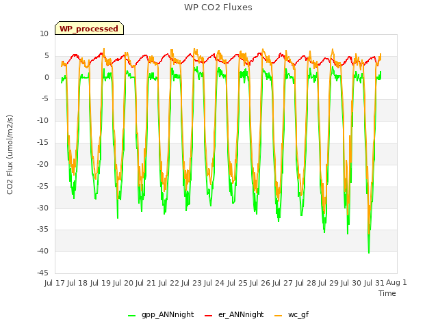 plot of WP CO2 Fluxes