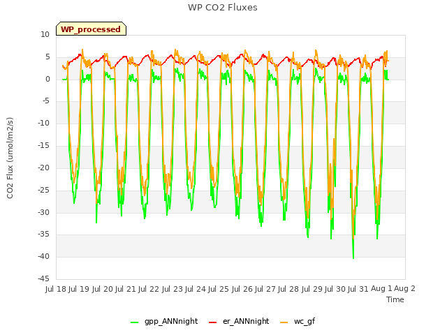 plot of WP CO2 Fluxes