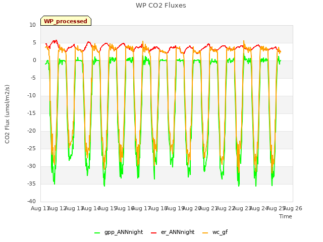 plot of WP CO2 Fluxes