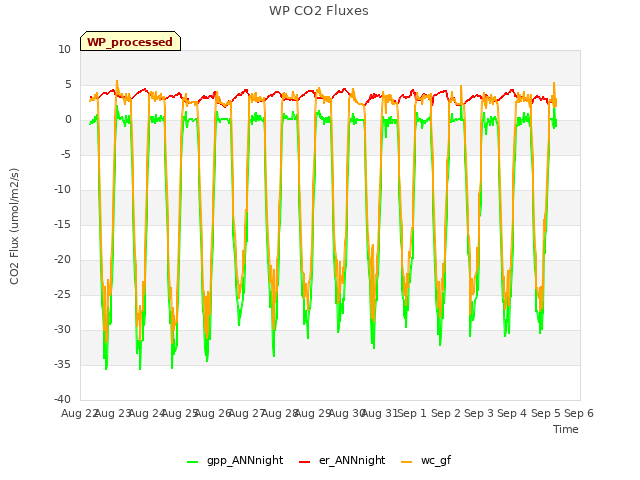 plot of WP CO2 Fluxes