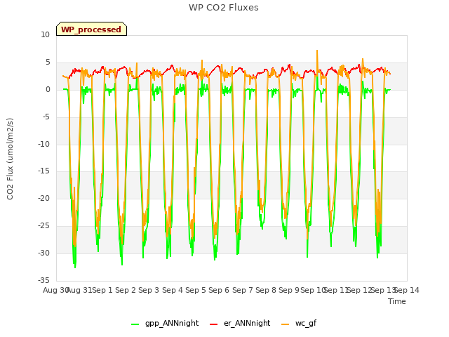 plot of WP CO2 Fluxes