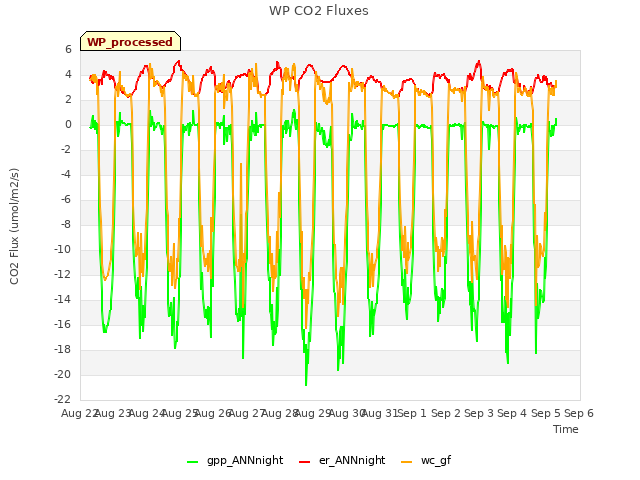 plot of WP CO2 Fluxes