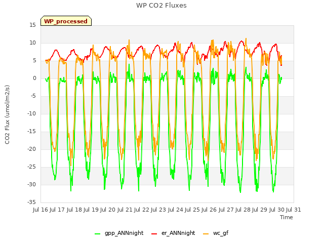 plot of WP CO2 Fluxes