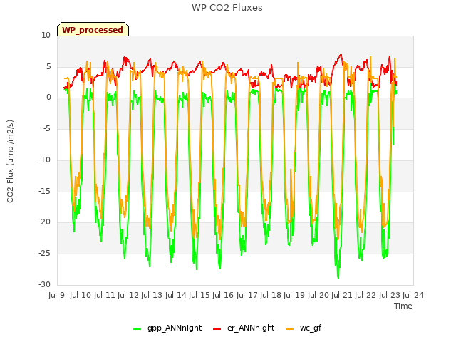 plot of WP CO2 Fluxes