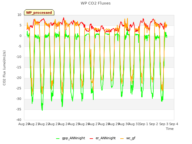 plot of WP CO2 Fluxes