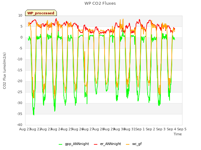 plot of WP CO2 Fluxes