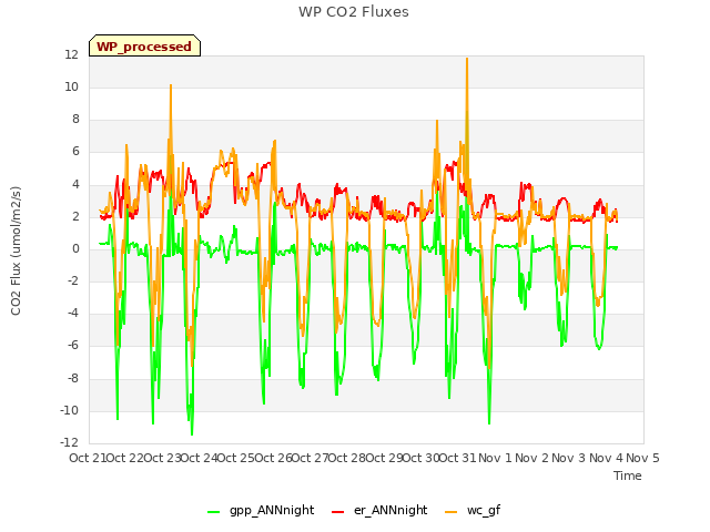 plot of WP CO2 Fluxes