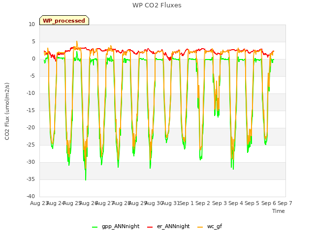 plot of WP CO2 Fluxes