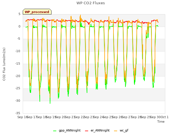 plot of WP CO2 Fluxes