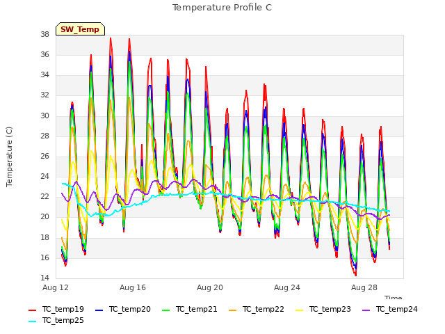 Explore the graph:Temperature Profile C in a new window