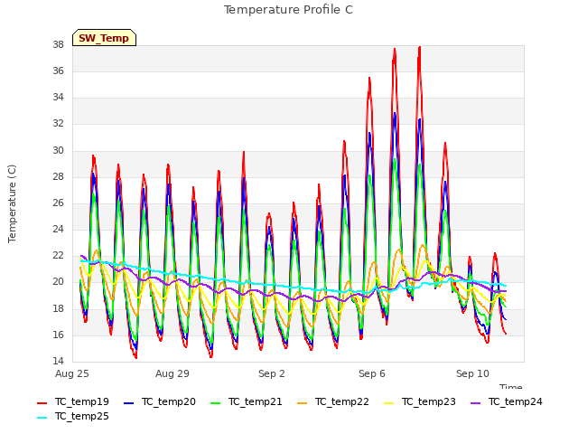 Explore the graph:Temperature Profile C in a new window