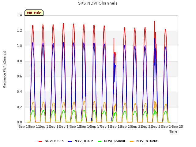 plot of SRS NDVI Channels