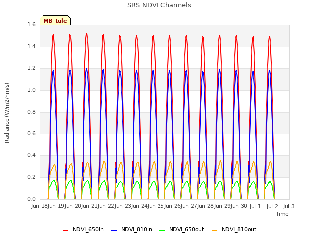 plot of SRS NDVI Channels