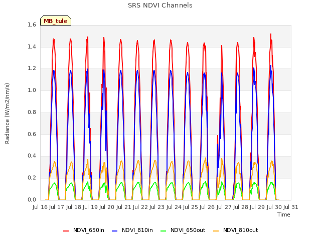 plot of SRS NDVI Channels