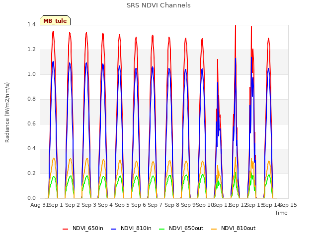 plot of SRS NDVI Channels