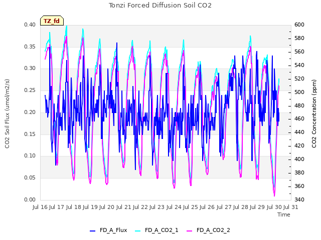 plot of Tonzi Forced Diffusion Soil CO2