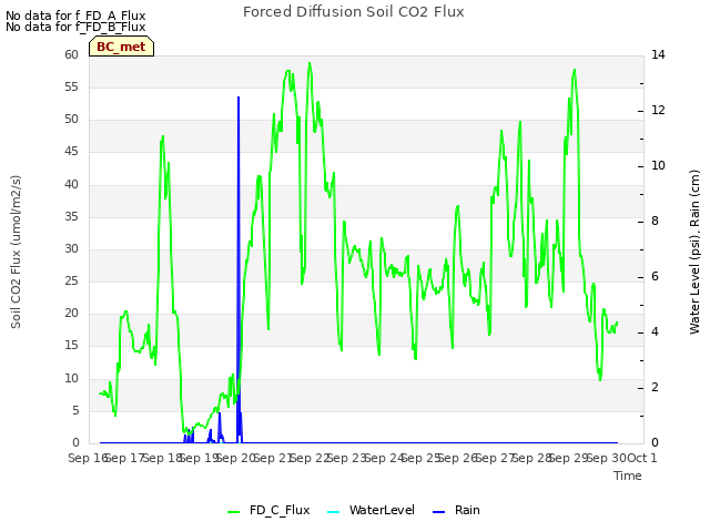 plot of Forced Diffusion Soil CO2 Flux