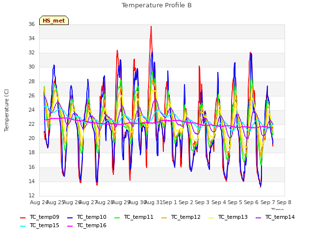 plot of Temperature Profile B