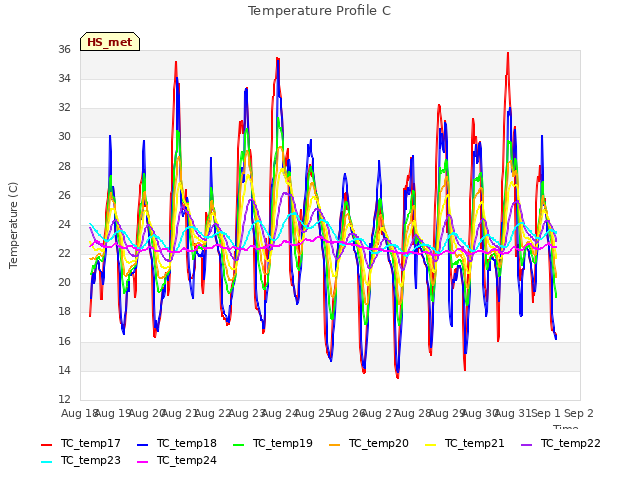 plot of Temperature Profile C