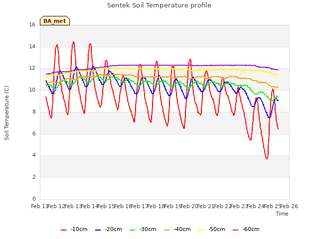 plot of Sentek Soil Temperature profile