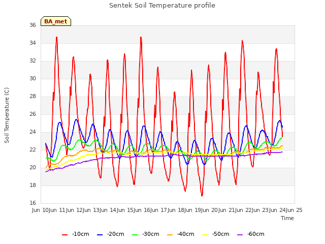 plot of Sentek Soil Temperature profile