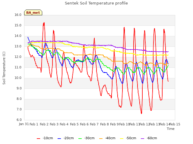 plot of Sentek Soil Temperature profile