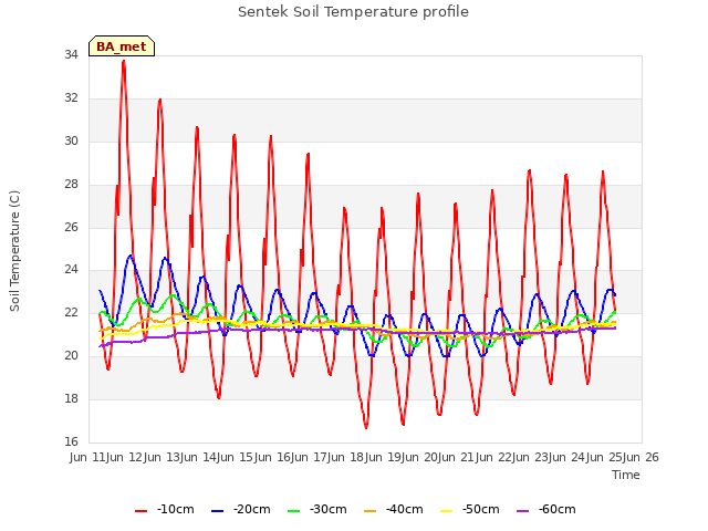 plot of Sentek Soil Temperature profile