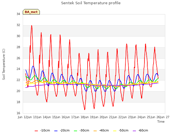 plot of Sentek Soil Temperature profile