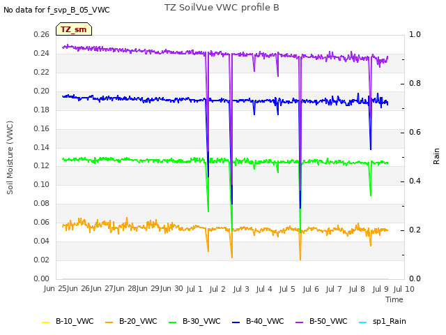 plot of TZ SoilVue VWC profile B