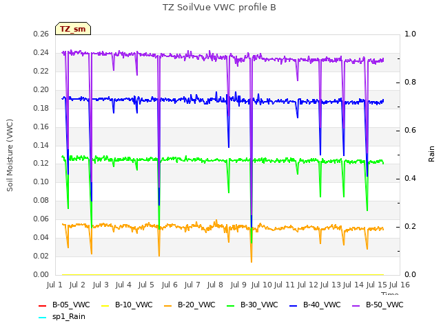 plot of TZ SoilVue VWC profile B