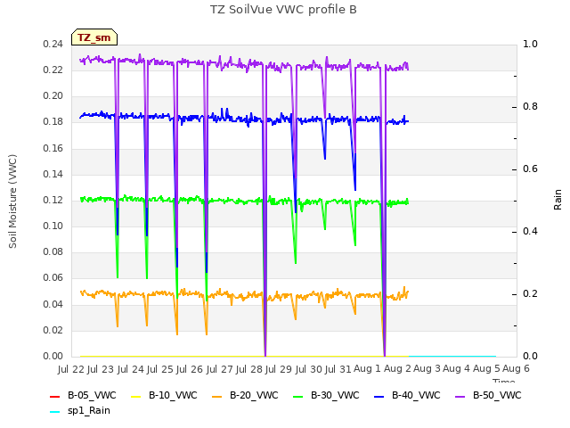 plot of TZ SoilVue VWC profile B