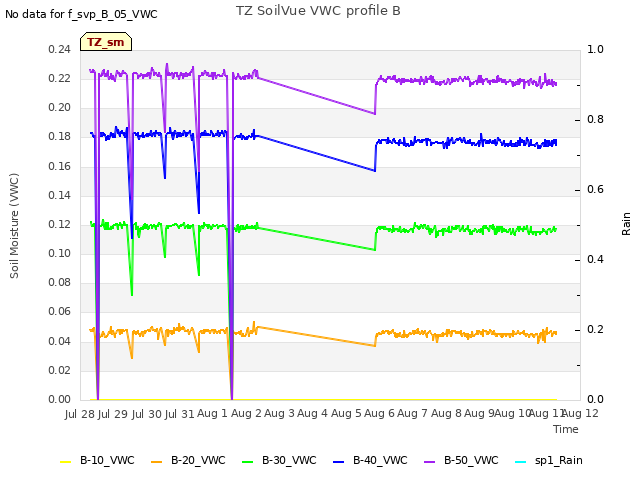 plot of TZ SoilVue VWC profile B